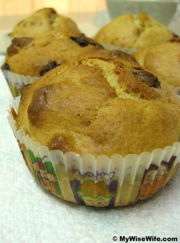 Banana, Chocolate Chip and Walnut Muffins - fresh from oven