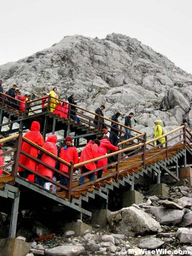 Wooden walkway and stairs all the way Wooden walkway and stairs all the way