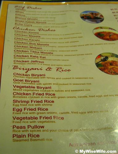 Long list on its menu.. Long list on its menu..