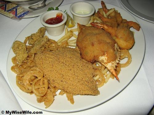 A seafood platter: Crab, fish, shrimps, oyster