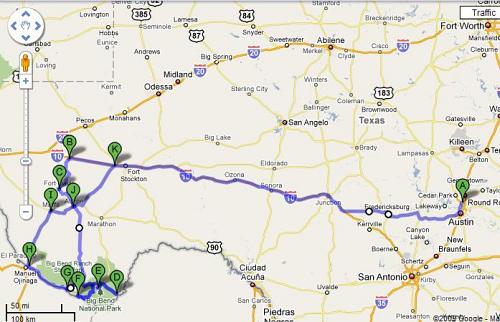 Our road trip - courtesy of Google Map Our road trip - courtesy of Google Map