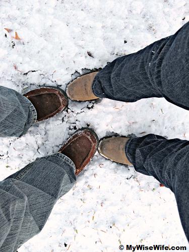 Thrilled stepping on huge white carpet..