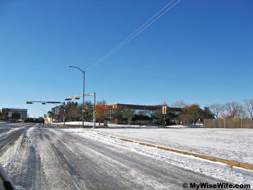 Driving slow on icy road