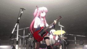 Gif Animado de uma Menina de Anime Tocando Guitarra