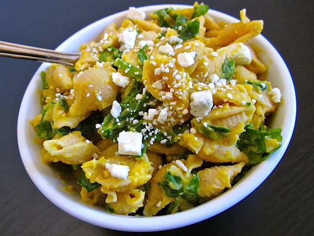 Butternut Squash Pasta w/ Spinach & Blue Cheese