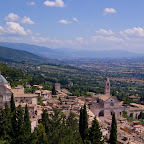 The rooftops of Assisi from the road to the citadel