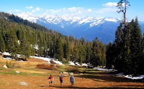 Hikers on the way to Alta Peak