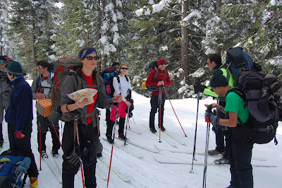 Skis on and ready to go