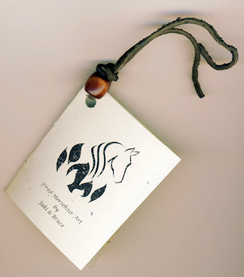 Gift/product tag with my horse art as logo design for their Horsehair Pottery