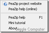 PeaZip Help Menu