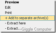 PeaZip Contextual Menu