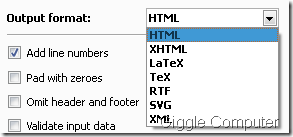 Hight Light Code - Output formats