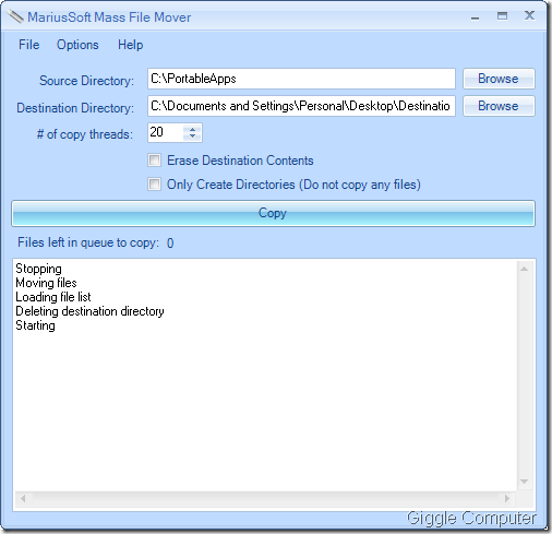 Mass File Mover - Main Window