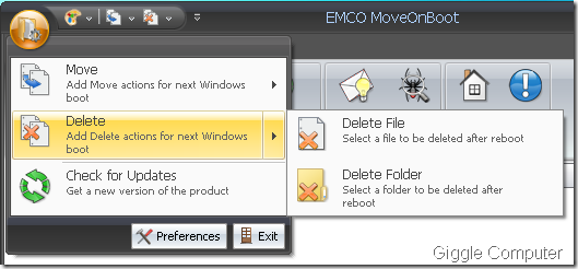 MoveOnBoot - Delete file or folder