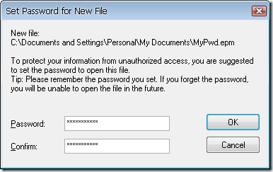 Efficient Password Manager - Master Password
