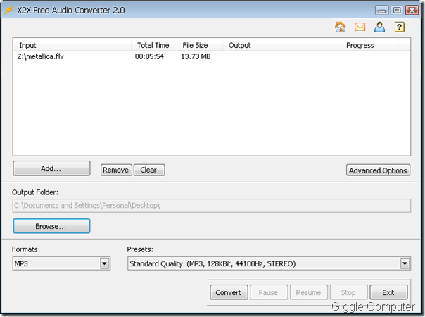 X2X Free Audio Converter - Main Windows