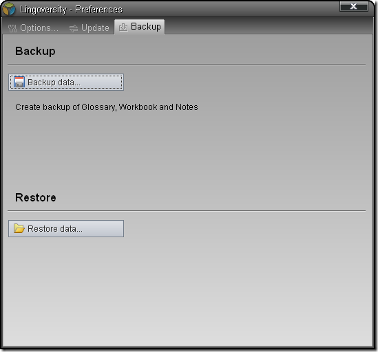 Lingoversity - Backup and restore