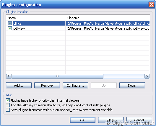 Plugins configuration