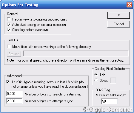 MP3Utility - Options