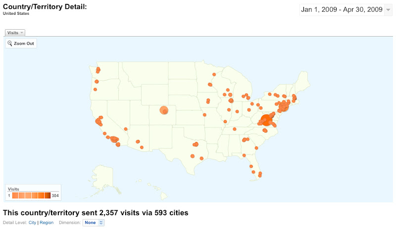 blog visits in U.S. cities