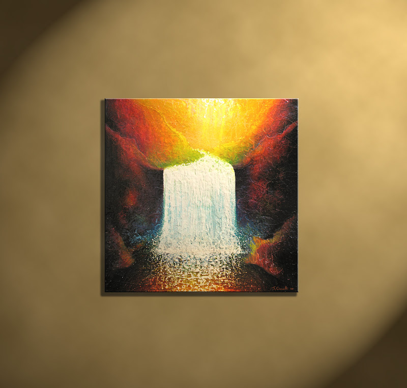 New England Contemporary Painting Waterfall Painting Art For Sale