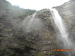 The fall of over 2000 feet separated the stream into a fine mist that collcted on the rocks below and formed a deep pool. Catarata Gocta, Peru.