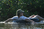 Inner tubing in the river Caraiva, Brazil