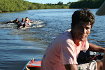 Inner tubing in the river Caraiva, Brazil