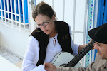 Guitar lesson with Riadh on our porch, Nabeul, Tunisia