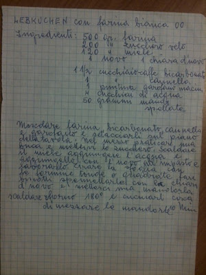 ricetta scritta a mano