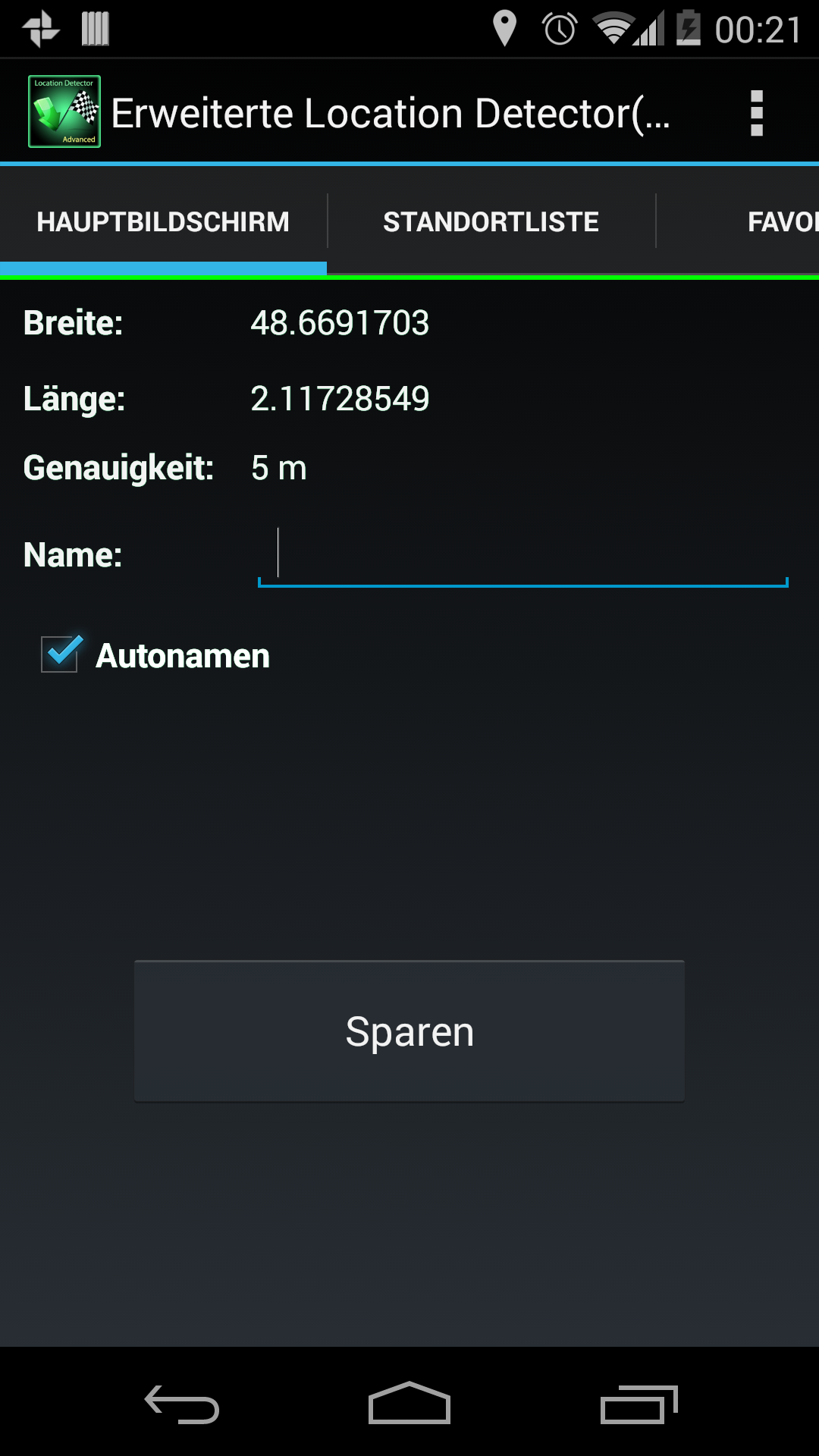 Android application AdvancedLocationDetector (GPS) screenshort