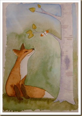 fox & butterfly watercolour