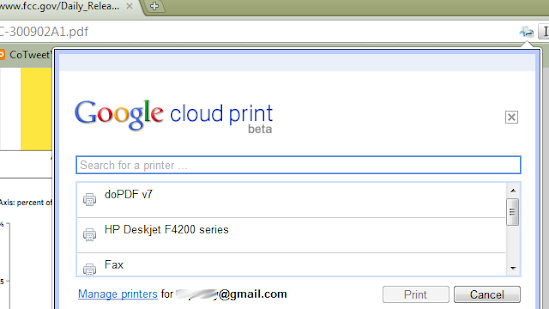 Google Chrome: Cloud Print