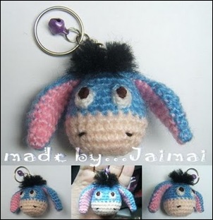 blue donkey amigurumi keychain