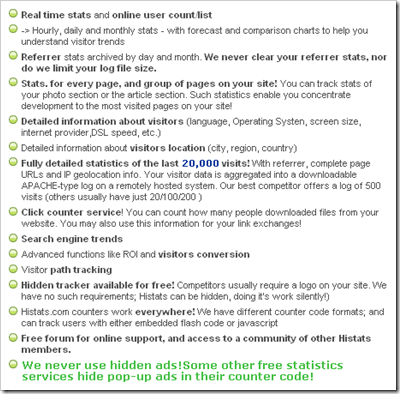 Statistik blog widget gratis dari histats 01