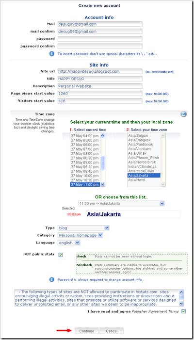 Statistik blog widget gratis dari histats 03