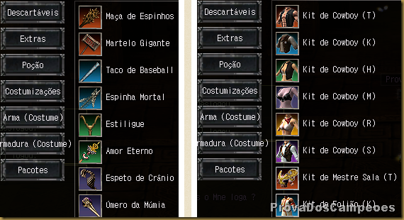 Armas e Sets de cash Armas e Sets de cash