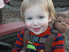 Christopher Aldrich with his monkey backpack