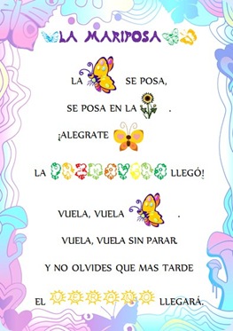 POESÍA LA MARIPOSA con pictogramas juanimaestrainfantil.blogspot.com