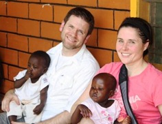 Kirsten and me holding the beautiful orphaned children at Nsambya Babies Home in Kampala.