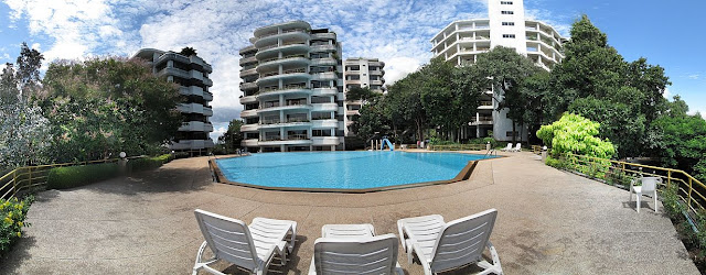 C Condo towers and pool area C Condo towers and pool area