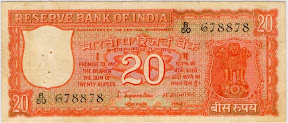 Image of 20 Rupees Notes Indian Currency