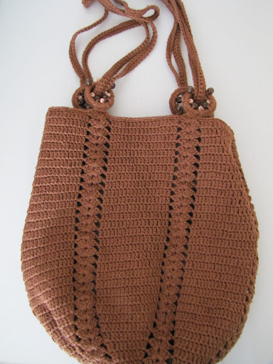 Geanta crosetata din macrame maro