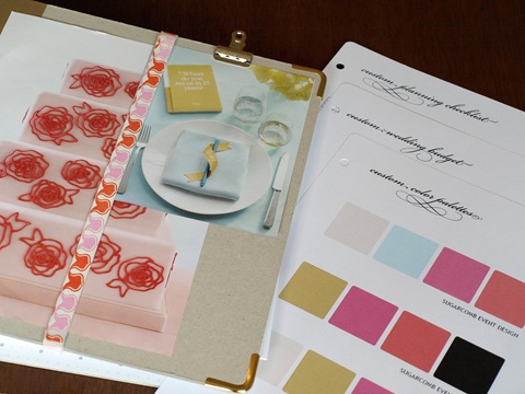 The package includes a customized wedding binder as well as logistical and
