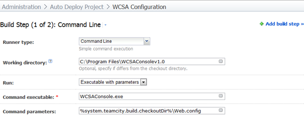 The command line runner executing WCSA