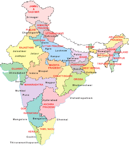 India+map+with+states+name