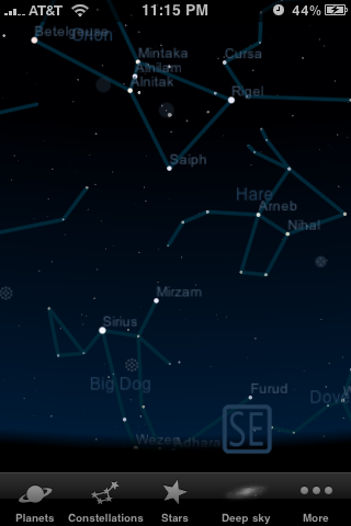 Starmap: Orion's Belt and Orion's Nebula