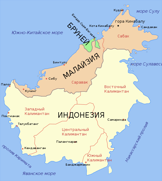 Карта острова Борнео