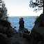 Nathan examining the waves on Lake Ima