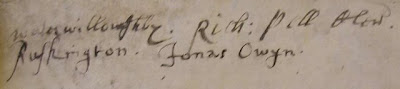 signatures of Richard Pell and Jonas Owyn